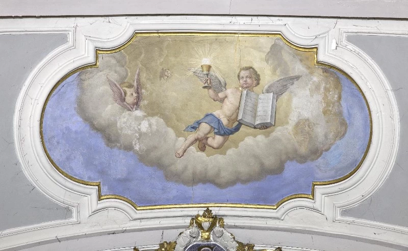 Angeli con calice eucaristico e libro